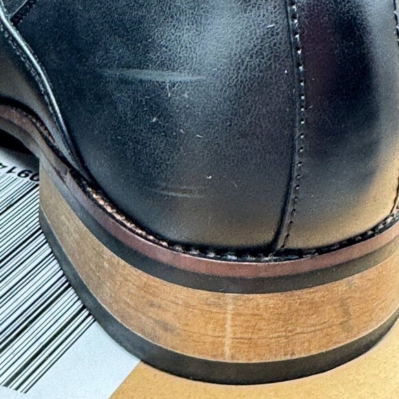 Vance Landon Black Vegan Leather Chelsea Boots Wooden Heel Rubber Sole 11 W - Picture 5 of 10